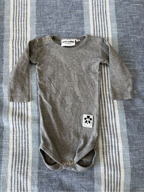 Mini Rodini Gray Long-Sleeve Baby One-Piece Bodysuit